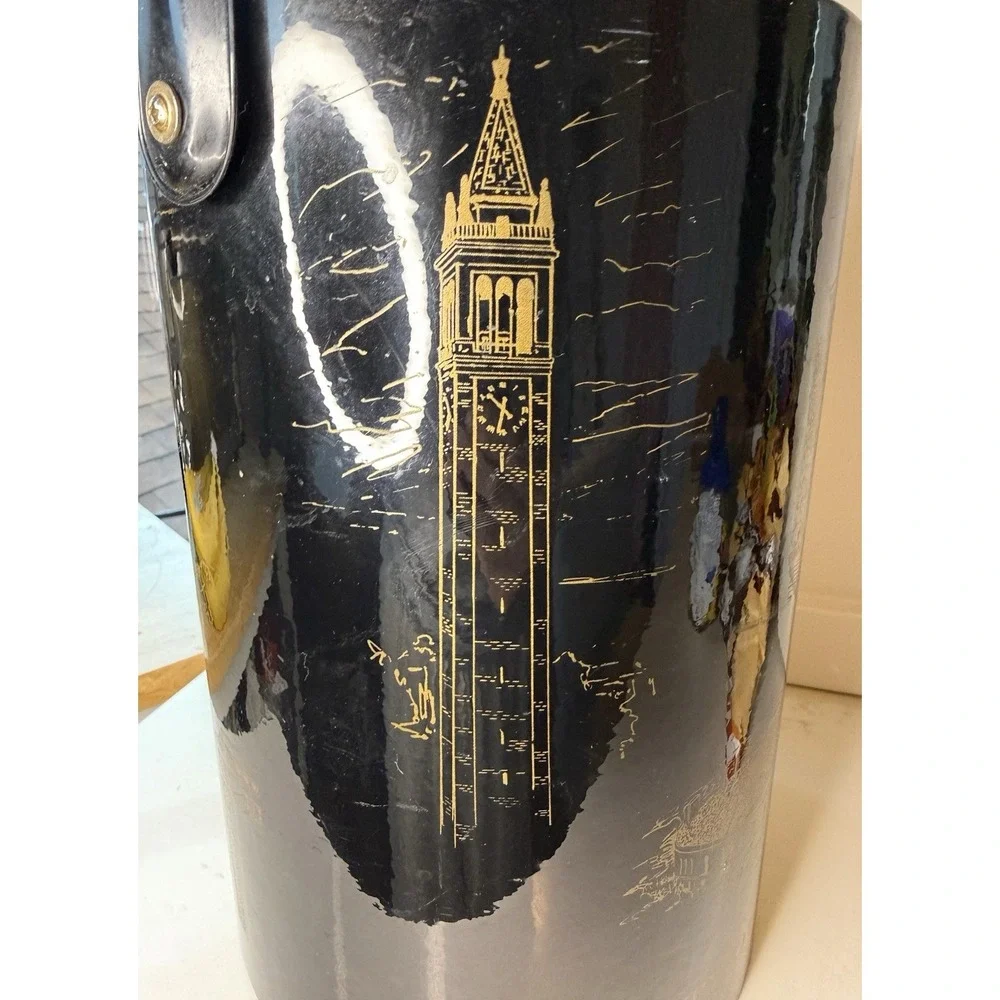 Vintage University of California UC Berkeley Ice Bucket Black Gold MCM Barware